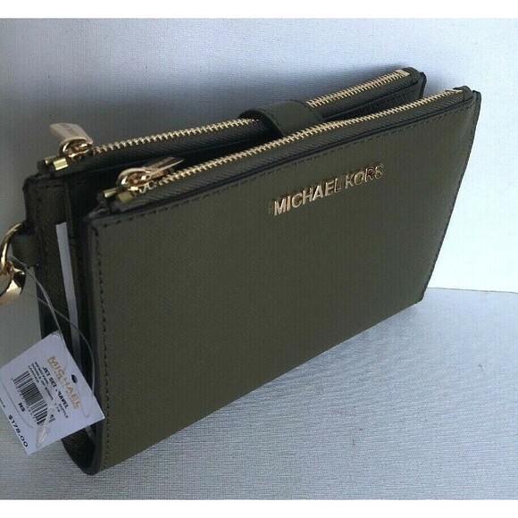 New Michael Kors Jet Set Travel Double Zip Wallet Leather Duffle - Picture 2 of 6